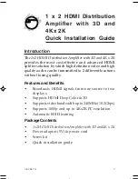 SIIG 1x2 HDMI Distribution Amplifier with 3D and 4K x 2K Quick Installation Manual preview