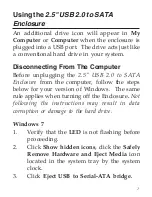 Предварительный просмотр 7 страницы SIIG 2.5" USB 2.0 to SATA Enclosu Quick Installation Manual