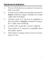 Preview for 3 page of SIIG Digital to Analog Audio Converter Quick Installation Manual