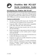 SIIG DP FireWire 800 PCI-32T Quick Installation Manual preview