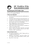 SIIG DP FireWire PCIe Quick Installation Manual preview