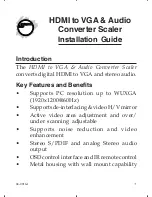 Предварительный просмотр 1 страницы SIIG HDMI to VGA & Audio Converter Scaler Installation Manual