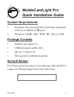 SIIG MobileCam/Light Pro Quick Installation Manual preview