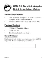 Preview for 1 page of SIIG US2322 Quick Installation Manual