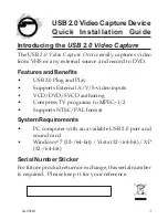 Preview for 1 page of SIIG USB 2.0 Video Capture Device Quick Installation Manual