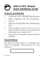SIIG USB-to-PS/2 Adapter Quick Installation Manual preview