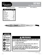 Предварительный просмотр 1 страницы Silver Eagle SE160 Operating Instructions, Warning Information, Parts Breakdown