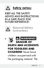 Preview for 9 page of Silvercrest 288582 Operation And Safety Notes