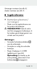 Предварительный просмотр 91 страницы Silvercrest 321204 1901 Assembly, Operating And Safety Instructions