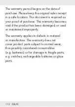 Предварительный просмотр 112 страницы Silvercrest 338143 2001 Operation And Safety Notes