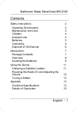 Предварительный просмотр 2 страницы Silvercrest BR-2100 Manual