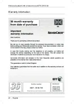 Preview for 21 page of Silvercrest MTS2219-SLN User Manual And Service Information