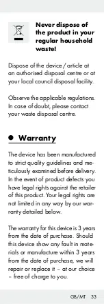 Preview for 33 page of Silvercrest Z31306A Operation And Safety Notes