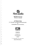 Preview for 1 page of Simaudio moon av series Owner'S Manual