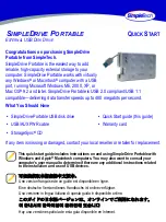 SimpleTech SimpleDrive
Portable HSD1000 Quick Start Manual preview