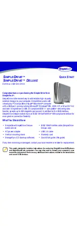 Предварительный просмотр 1 страницы SimpleTech STI-U2F36/160 Quick Start Manual