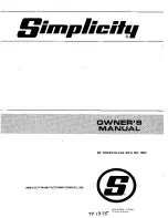 Simplicity 1009 Owner'S Manual preview