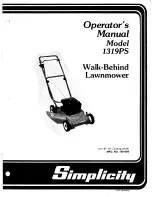 Preview for 1 page of Simplicity 1319PS Mower Operator'S Manual