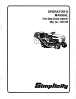 Предварительный просмотр 1 страницы Simplicity 1691788 Operator'S Manual