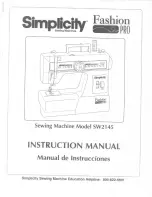 Предварительный просмотр 1 страницы Simplicity Fashion Pro SW2145 Instruction Manual