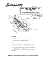 Preview for 1 page of Simplicity Landlord Riding Tractor Installation Manual