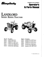 Preview for 1 page of Simplicity Landlord Series Operator'S & Parts Manual