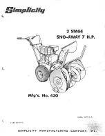 Preview for 1 page of Simplicity Snow-Away 430 Owner'S Manual