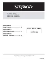 Simplicity SYFF121C1WL Owner'S Manual предпросмотр