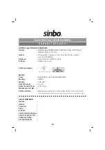 Предварительный просмотр 54 страницы Sinbo SHC 4359 Instruction Manual