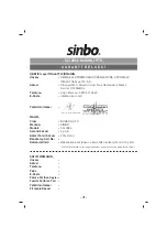 Предварительный просмотр 32 страницы Sinbo SSI 2886 Instruction Manual