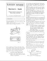 Singer 107U202 Operator'S Manual preview