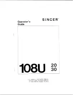 Singer 108U20 Operator'S Manual preview