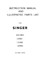 Singer 1375A1 Instruction Manual And Parts List preview