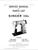 Preview for 1 page of Singer 236W Service Manual And Parts List