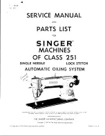 Preview for 2 page of Singer 251 Service Manual And Parts List