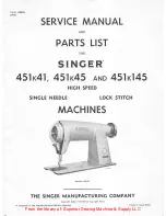 Preview for 1 page of Singer 451k145 Service Manual And Parts List