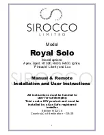 Sirocco Royal Solo Apex Manual & Remote Installation And User Instructions предпросмотр