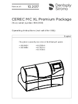 Sirona CEREC MC XL Premium Package Operating Instructions Manual preview