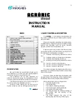 Preview for 1 page of Sistemes Electronics Progres AGRONIC diesel Instruction Manual