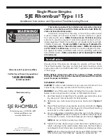 Предварительный просмотр 1 страницы SJE Rhombus 115 Installation Instructions And Operation