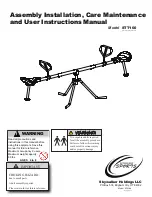 skywalker sports STT100 Assembly Installation, Care Maintenance And User Instructions Manual preview