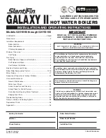 Slant/Fin GALAXY II GXHII-115 Installation And Operating Instructions Manual preview