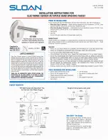 Preview for 1 page of Sloan Optima ETF-800 Installation Instructions Manual