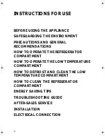 Preview for 1 page of Smeg FR148A1 Instructions For Use Manual