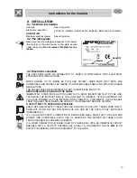 Preview for 11 page of Smeg SE2320ID1 Instructions For Installation And Use Manual