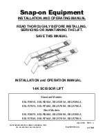 Snap-on Equipment EELR587A Installation And Operating Manual preview