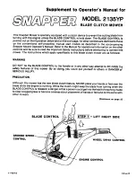 Snapper 2135YP Operator'S Manual Supplement предпросмотр