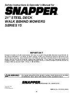 Preview for 20 page of Snapper 215015 Safety Instructions & Operator'S Manual