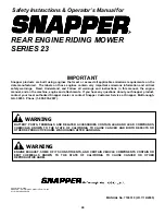 Preview for 40 page of Snapper 23 Series Safety Instructions & Operator'S Manual