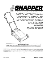 Snapper BP1800 Safety Instructions & Operator'S Manual предпросмотр